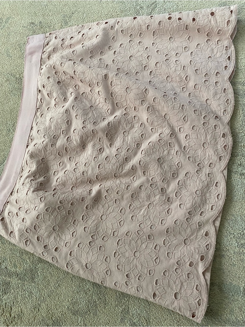 J. Crew Factory Floral Eyelet Cotton Mini Skirt Size 6 Mauve Pink Feminine Lace - Picture 5 of 10